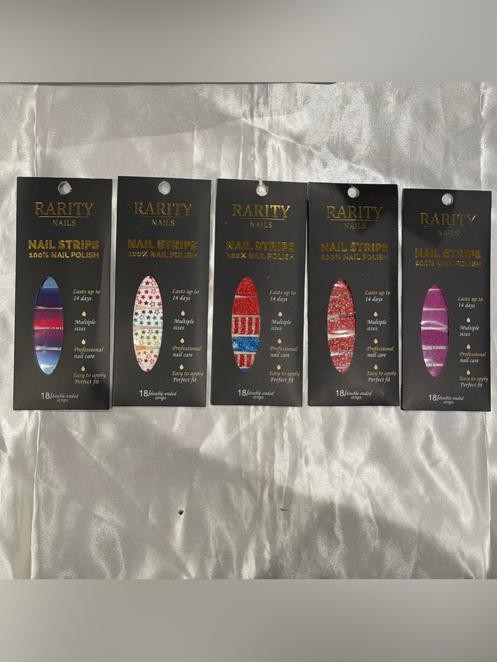Rarity Nail polish strips Lot Of 5 Glitter Red Multicolor Stars July Purple New
